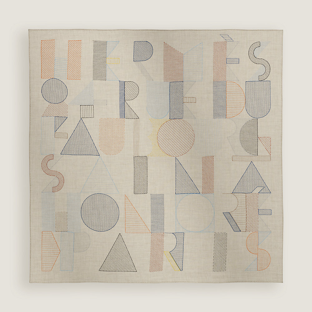 Jeu d'Adresse embroidered scarf 100 - Beige | Hermès Mainland China
